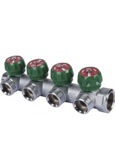 Коллектор распределительный 3/4" х 3/4"EK с 4 отводами Stout SMB-6850 регулировочно-отсечные клапаны