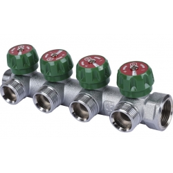 Коллектор распределительный 3/4" х 3/4"EK с 4 отводами Stout SMB-6850 регулировочно-отсечные клапаны