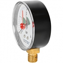 STOUT Манометр радиальный с указателем предела. Корпус Dn 63 мм 1/4 , 0...4 бар, кл.2.5