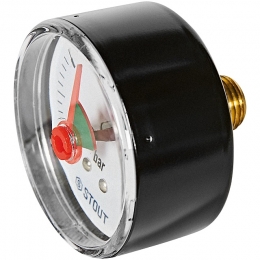 Манометр STOUT аксиальный с указателем предела. Корпус Dn 50 мм 1/4 , 0...4 бар, кл.2.5
