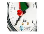 Манометр STOUT радиальный с указателем предела. Корпус Dn 50 мм 1/4 , 0...4 бар, кл.2.5