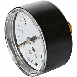 Манометр STOUT аксиальный. Корпус Dn 50 мм 1/4 , 0...6 бар, кл.2.5