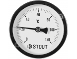 STOUT Термометр биметаллический с погружной гильзой. Корпус Dn 63 мм, гильза 75 мм 1/2 , 0...120°С