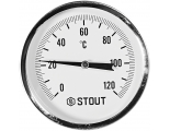 STOUT Термометр биметаллический с погружной гильзой. Корпус Dn 80 мм, гильза 100 мм 1/2 , 0...120°С