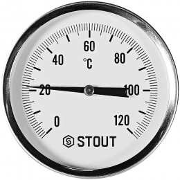 STOUT Термометр биметаллический с погружной гильзой. Корпус Dn 80 мм, гильза 50 мм 1/2 , 0...120°С