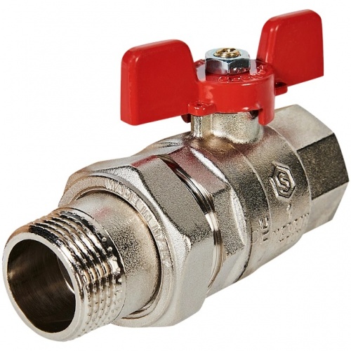 SVB-1007-200025 STOUT Кран шаровой полнопроходной с американкой, ВР/НР, ручка бабочка 1 (EPDM)" купить в интернет магазине Санрай73