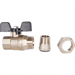 Кран шаровой полнопроходной STOUT ВР/НР, ручка бабочка 1/2, американка