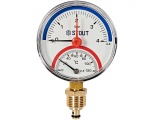 STOUT Термоманометр радиальный в комплекте с автоматическим запорным клапаном. Корпус Dn 80 мм 1/2 , 0...120°C, 0-4 бар.