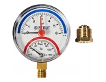STOUT Термоманометр радиальный в комплекте с автоматическим запорным клапаном. Корпус Dn 80 мм 1/2 , 0...120°C, 0-6 бар.