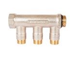Коллектор с шаровыми кранами STOUT 3/4 , 3 отвода 1/2 (красные ручки)