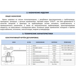 SVB-0005-200032 STOUT Кран шаровой полнопроходной, НР/НР, ручка рычаг 1 1/4"