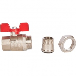 Кран шаровой полнопроходной STOUT с американкой , ВР/НР, ручка бабочка 3/4 (EPDM)