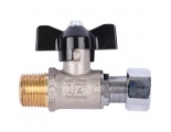 Кран шаровой STOUT 1/2x1/2 с накидной гайкой, НР/накидная гайка, ручка бабочка