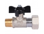 Кран шаровой STOUT 1/2x3/4 с накидной гайкой, НР/накидная гайка, ручка бабочка