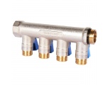 Коллектор с шаровыми кранами STOUT 3/4 , 4 отвода 1/2 (синие ручки)