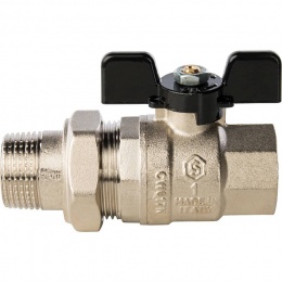 Кран шаровой полнопроходной STOUT ВР/НР, ручка бабочка 1, американка