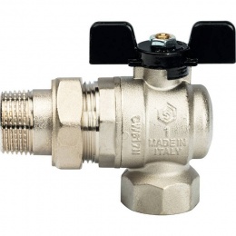 Кран шаровой полнопроходной угловой STOUT ВР/НР, ручка бабочка 1, американка