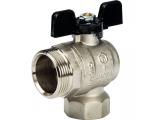 Кран шаровой полнопроходной угловой STOUT ВР/НР, ручка бабочка 1, американка