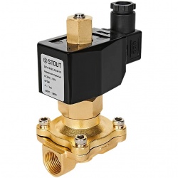 STOUT Клапан соленоидный (электромагнитный), прямого действия, НО, 24В, G1/2, EPDM