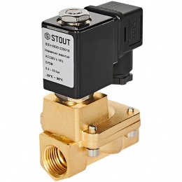 STOUT Клапан соленоидный (электромагнитный), непрямого (пилотного) действия, НЗ, 220В, G1/2, EPDM