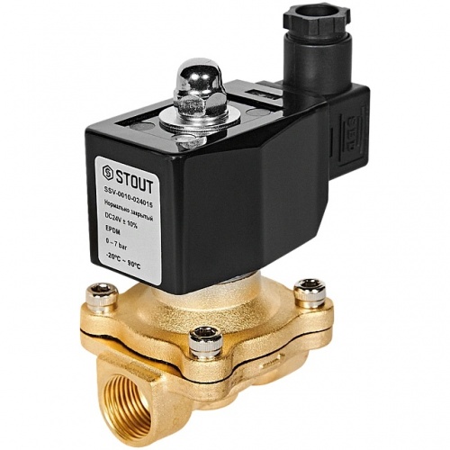 STOUT Клапан соленоидный (электромагнитный), прямого действия, НЗ, 24В, G1/2, EPDM купить в интернет магазине Санрай73