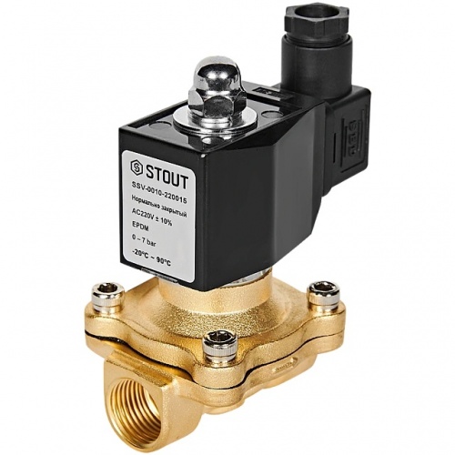 STOUT Клапан соленоидный (электромагнитный), прямого действия, НЗ, 220В, G1/2, EPDM купить в интернет магазине Санрай73