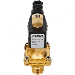 STOUT Клапан соленоидный (электромагнитный), прямого действия, НО, 220В, G1/2, EPDM