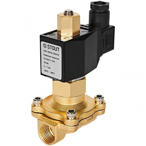 STOUT Клапан соленоидный (электромагнитный), прямого действия, НО, 220В, G1/2, EPDM купить в интернет магазине Санрай73