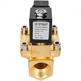 STOUT Клапан соленоидный (электромагнитный), непрямого (пилотного) действия, НЗ, 24В, G1, EPDM