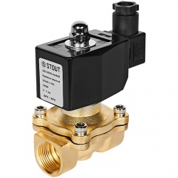 STOUT Клапан соленоидный (электромагнитный), прямого действия, НЗ, 24В, G3/4, EPDM
