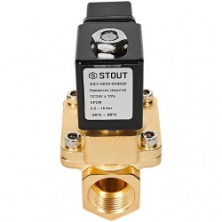 STOUT Клапан соленоидный (электромагнитный), непрямого (пилотного) действия, НЗ, 24В, G3/4, EPDM