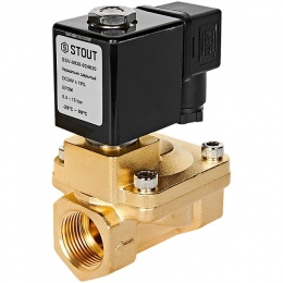 STOUT Клапан соленоидный (электромагнитный), непрямого (пилотного) действия, НЗ, 24В, G3/4, EPDM