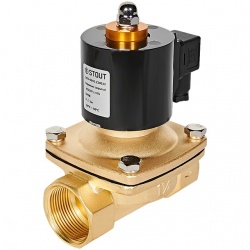 STOUT Клапан соленоидный (электромагнитный), прямого действия, НЗ, 220В, G1 1/4, EPDM