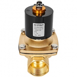 STOUT Клапан соленоидный (электромагнитный), прямого действия, НЗ, 220В, G1 1/4, EPDM