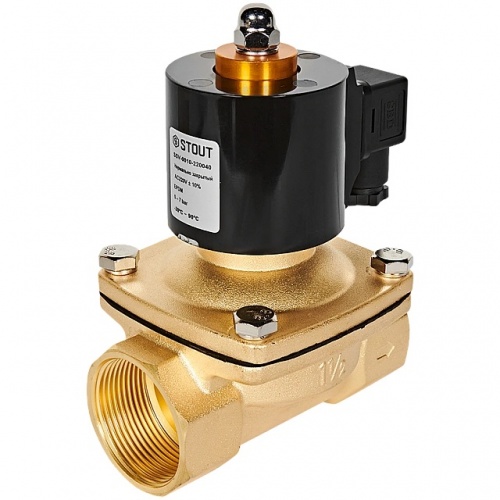 STOUT Клапан соленоидный (электромагнитный), прямого действия, НЗ, 220В, G1 1/2, EPDM купить в интернет магазине Санрай73