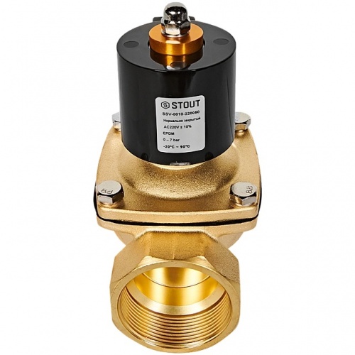 STOUT Клапан соленоидный (электромагнитный), прямого действия, НЗ, 220В, G2, EPDM купить в интернет магазине Санрай73