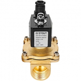 STOUT Клапан соленоидный (электромагнитный), прямого действия, НЗ, 24В, G1, EPDM