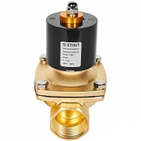 STOUT Клапан соленоидный (электромагнитный), прямого действия, НЗ, 24В, G1 1/4, EPDM