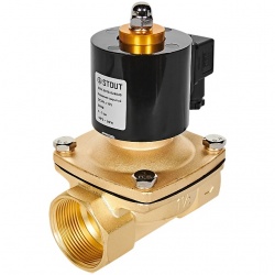 STOUT Клапан соленоидный (электромагнитный), прямого действия, НЗ, 24В, G1 1/2, EPDM