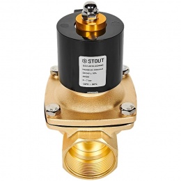 STOUT Клапан соленоидный (электромагнитный), прямого действия, НЗ, 24В, G1 1/2, EPDM