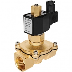 STOUT Клапан соленоидный (электромагнитный), прямого действия, НО, 220В, G1, EPDM