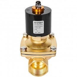 STOUT Клапан соленоидный (электромагнитный), прямого действия, НО, 220В, G1 1/4, EPDM