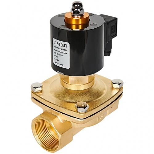 STOUT Клапан соленоидный (электромагнитный), прямого действия, НО, 220В, G1 1/4, EPDM купить в интернет магазине Санрай73
