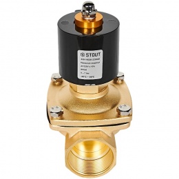 STOUT Клапан соленоидный (электромагнитный), прямого действия, НО, 220В, G1 1/2, EPDM