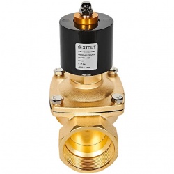 STOUT Клапан соленоидный (электромагнитный), прямого действия, НО, 220В, G2, EPDM