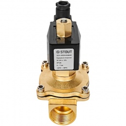 STOUT Клапан соленоидный (электромагнитный), прямого действия, НО, 24В, G1, EPDM