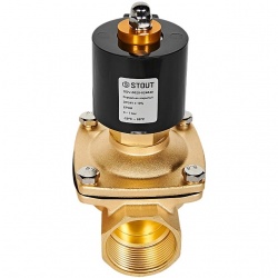 STOUT Клапан соленоидный (электромагнитный), прямого действия, НО, 24В, G1 1/2, EPDM