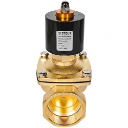 STOUT Клапан соленоидный (электромагнитный), прямого действия, НО, 24В, G2, EPDM