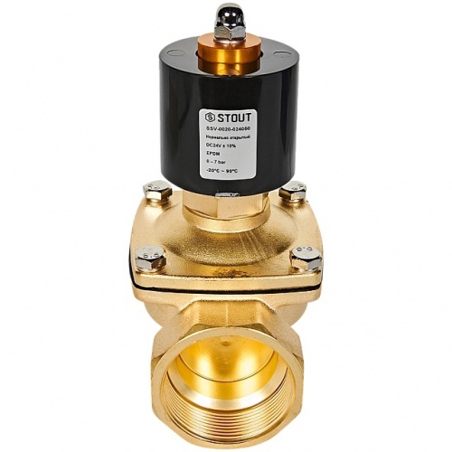 STOUT Клапан соленоидный (электромагнитный), прямого действия, НО, 24В, G2, EPDM купить в интернет магазине Санрай73