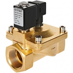 STOUT Клапан соленоидный (электромагнитный), непрямого (пилотного) действия, НЗ, 220В, G1 1/4, EPDM